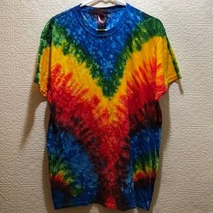 Mens Rainbow Tie Dyed T-Shirt Large